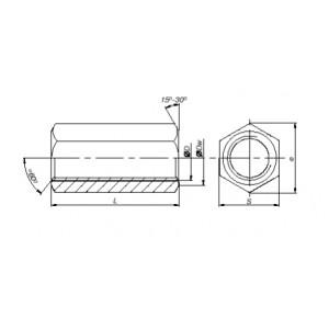 DIN 6334 Гайки шестигранные соединительные